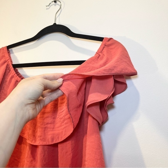 Anthropologie Maeve Off the Shoulder Short Sleeve Coral Pink Blouse Top Small - Picture 5 of 7